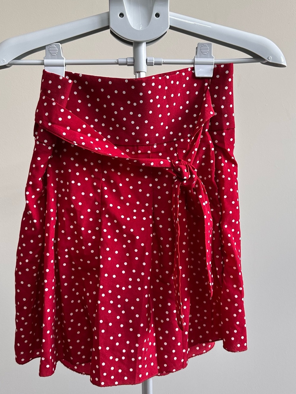 SHEIN Red Polka Dot Midi Skirt with Tie Waist